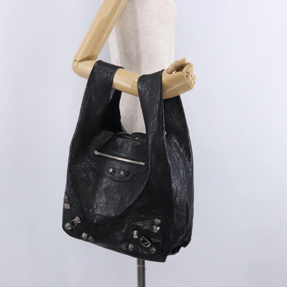 BALENCIAGA Lucagol Shopper Hand Bag Leather Black Silver 780976 Auth yk20857SAM