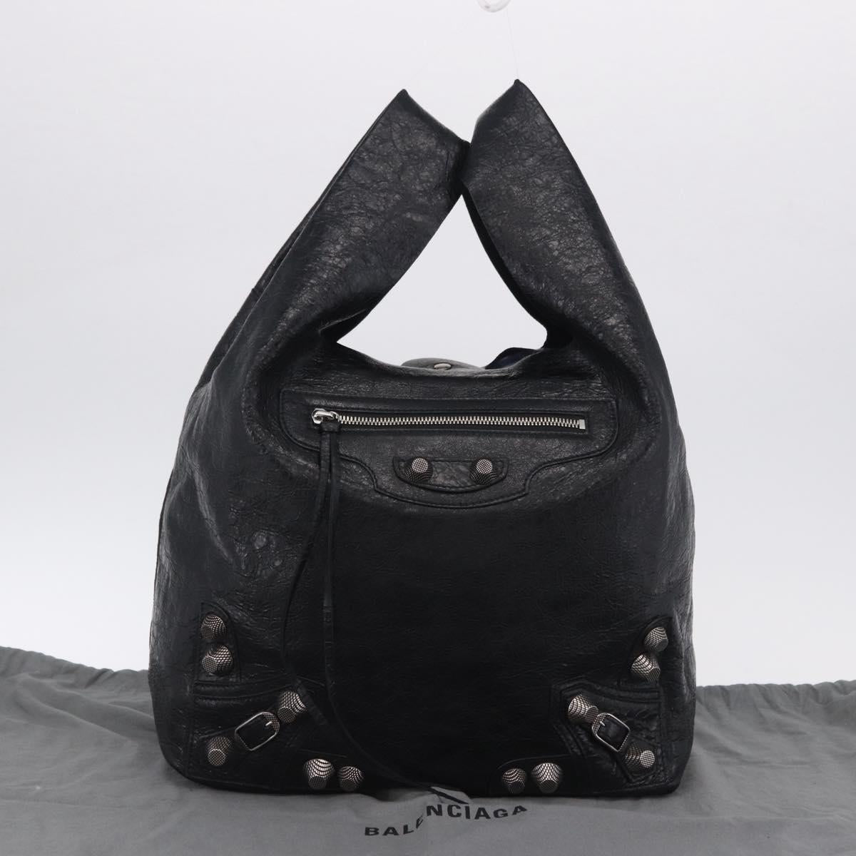 BALENCIAGA Lucagol Shopper Hand Bag Leather Black Silver 780976 Auth yk20857SAM