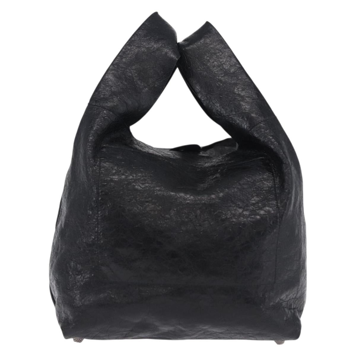 BALENCIAGA Lucagol Shopper Hand Bag Leather Black Silver 780976 Auth yk20857SAM