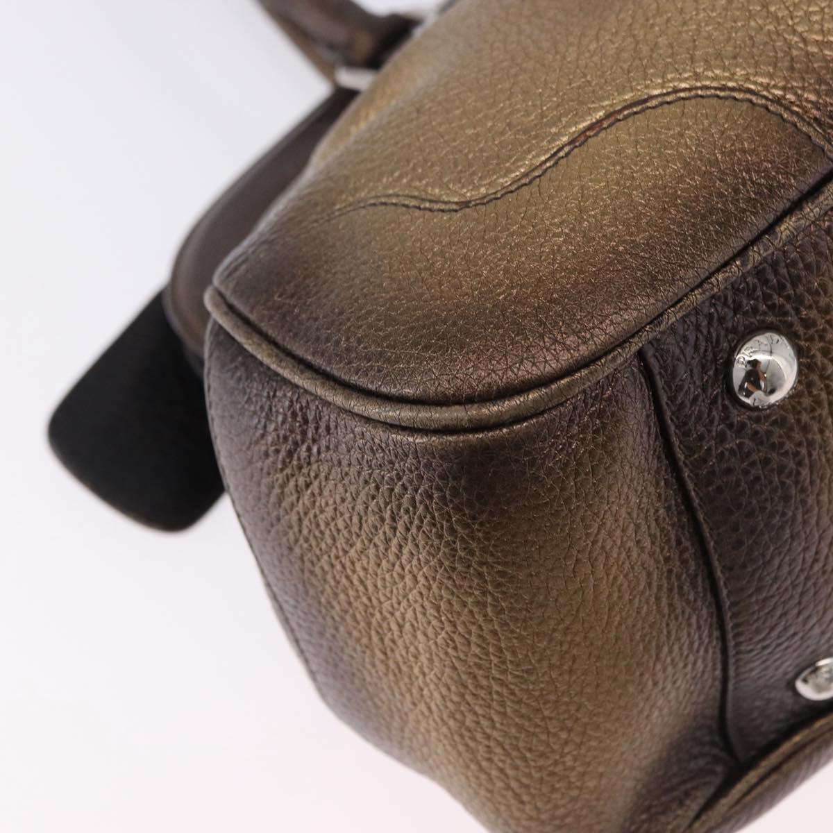 PRADA Hand Bag Leather Gold Tone Auth yk20860V