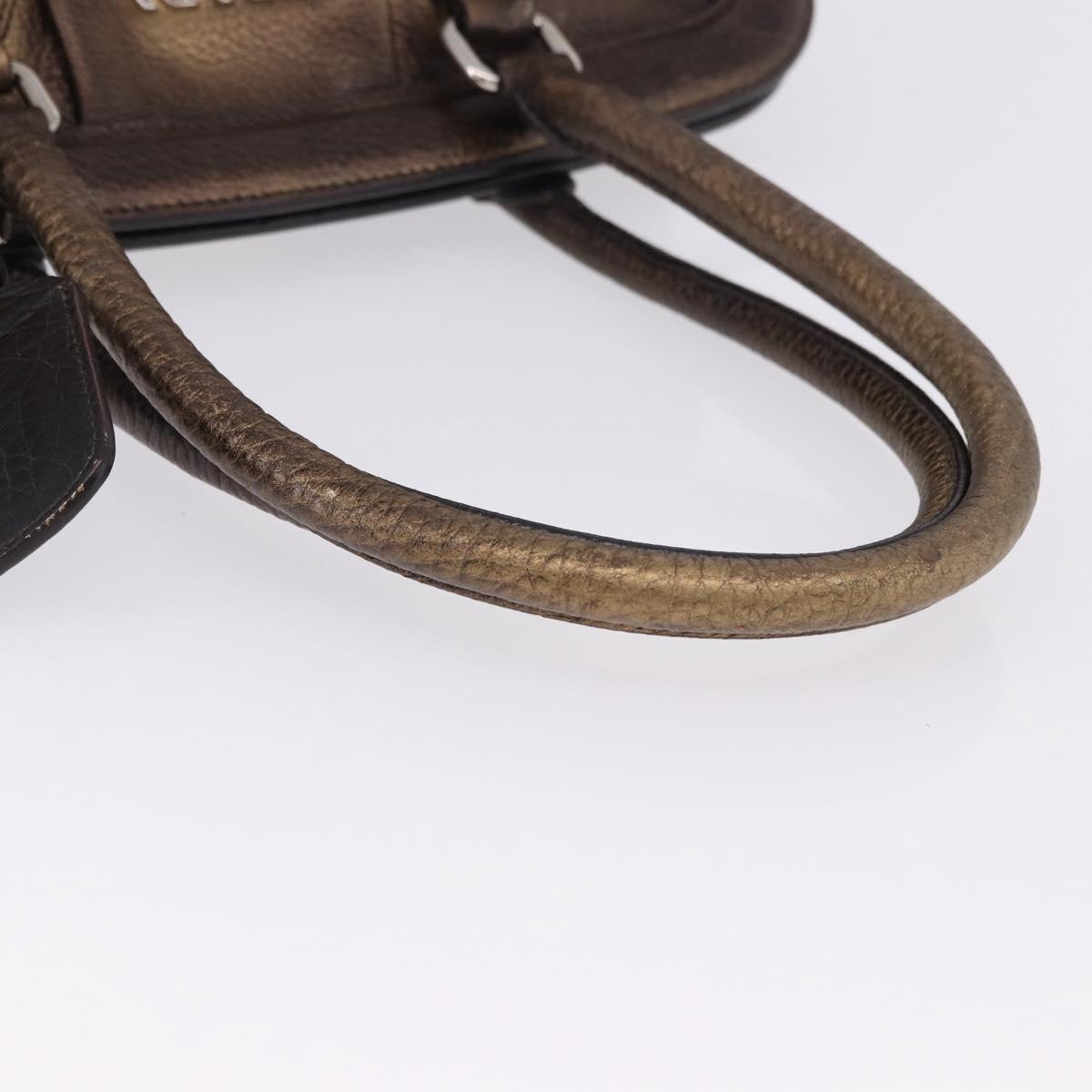PRADA Hand Bag Leather Gold Tone Auth yk20860V