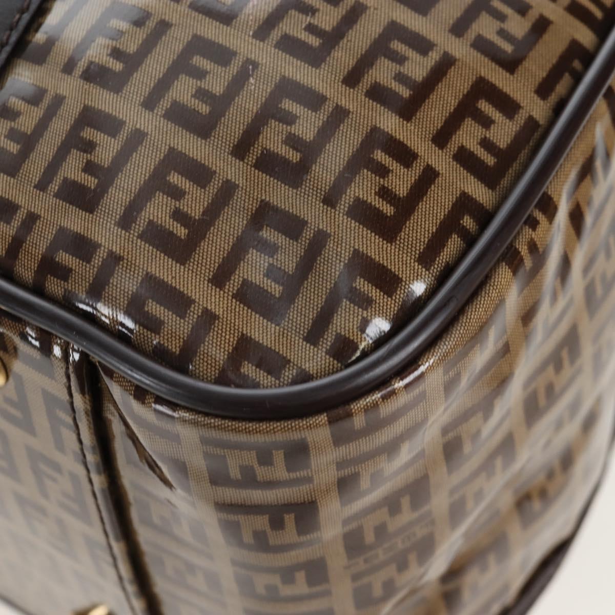 FENDI Zucchino Canvas Boston Bag Coated Canvas 2way Beige Gold Auth yk20862V