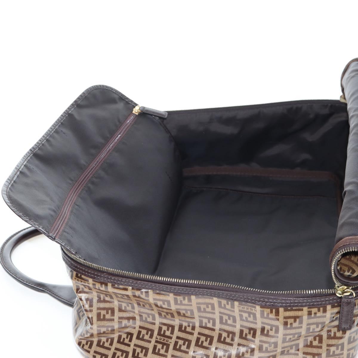FENDI Zucchino Canvas Boston Bag Coated Canvas 2way Beige Gold Auth yk20862V
