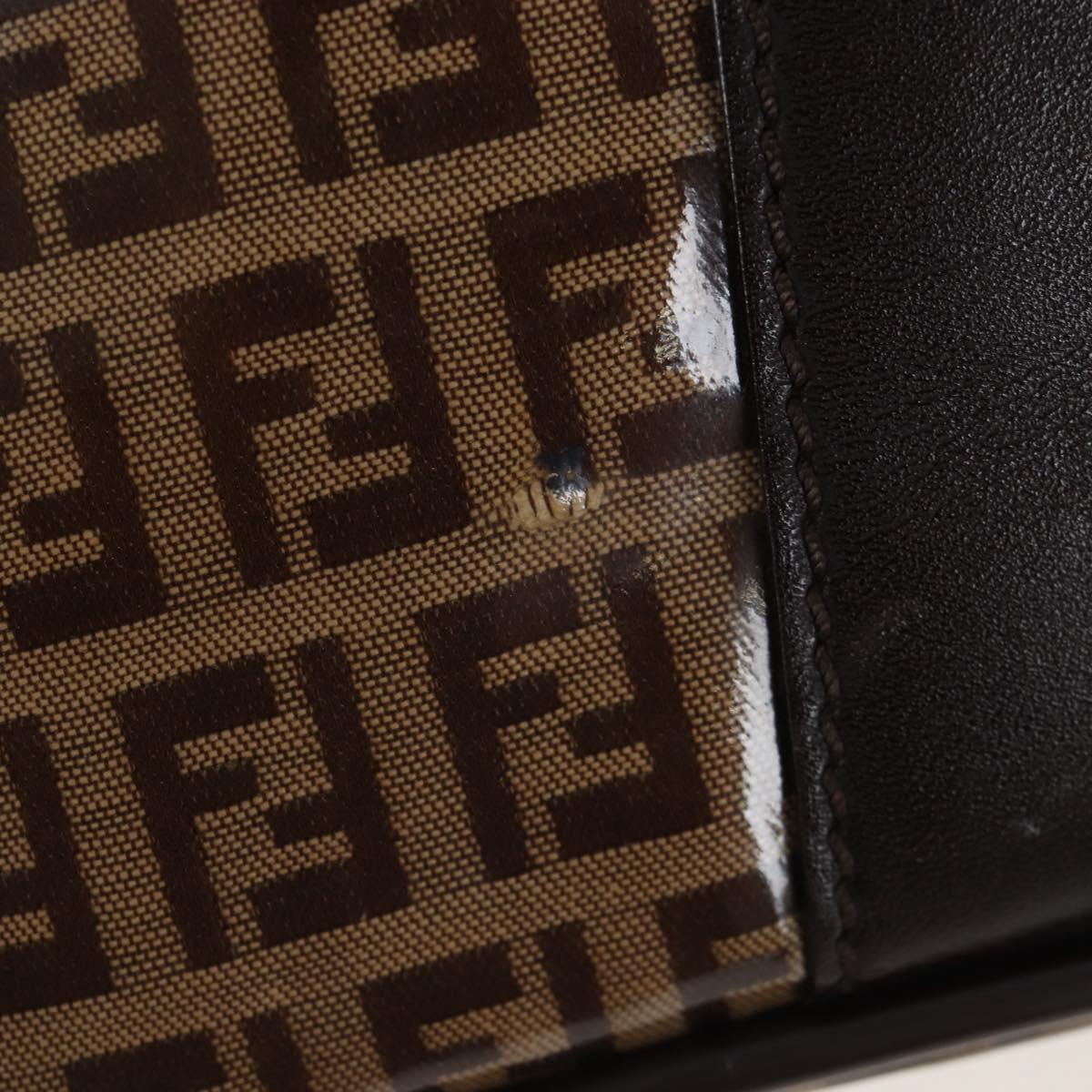 FENDI Zucchino Canvas Boston Bag Coated Canvas 2way Beige Gold Auth yk20862V