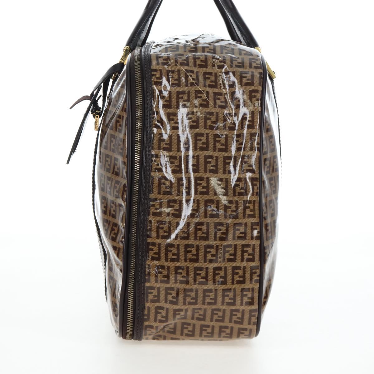 FENDI Zucchino Canvas Boston Bag Coated Canvas 2way Beige Gold Auth yk20862V