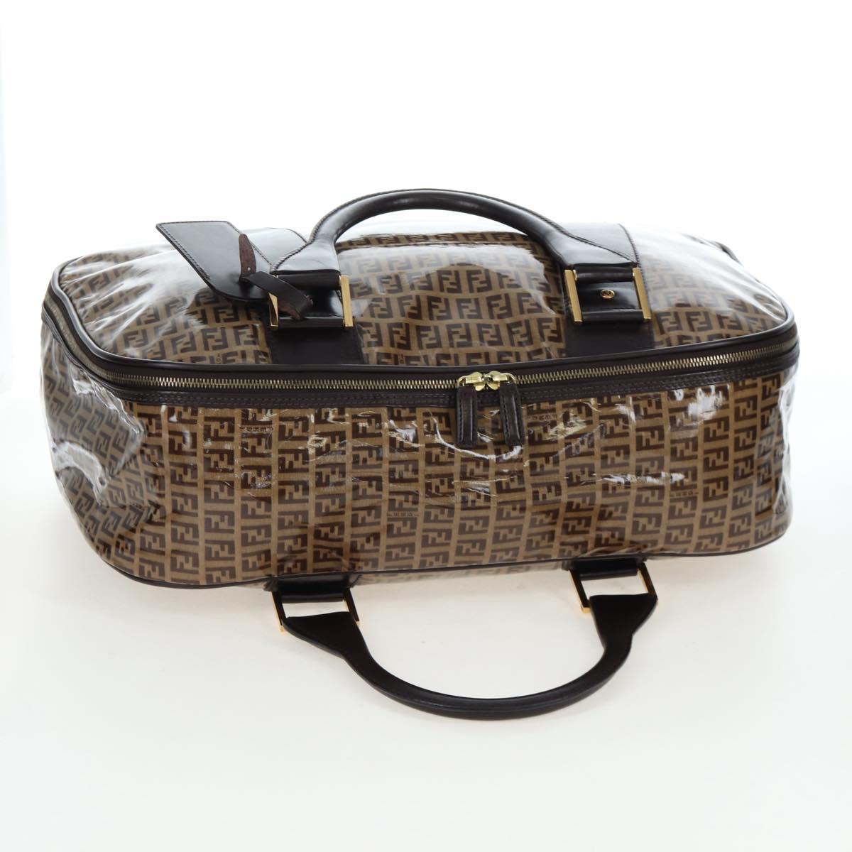 FENDI Zucchino Canvas Boston Bag Coated Canvas 2way Beige Gold Auth yk20862V
