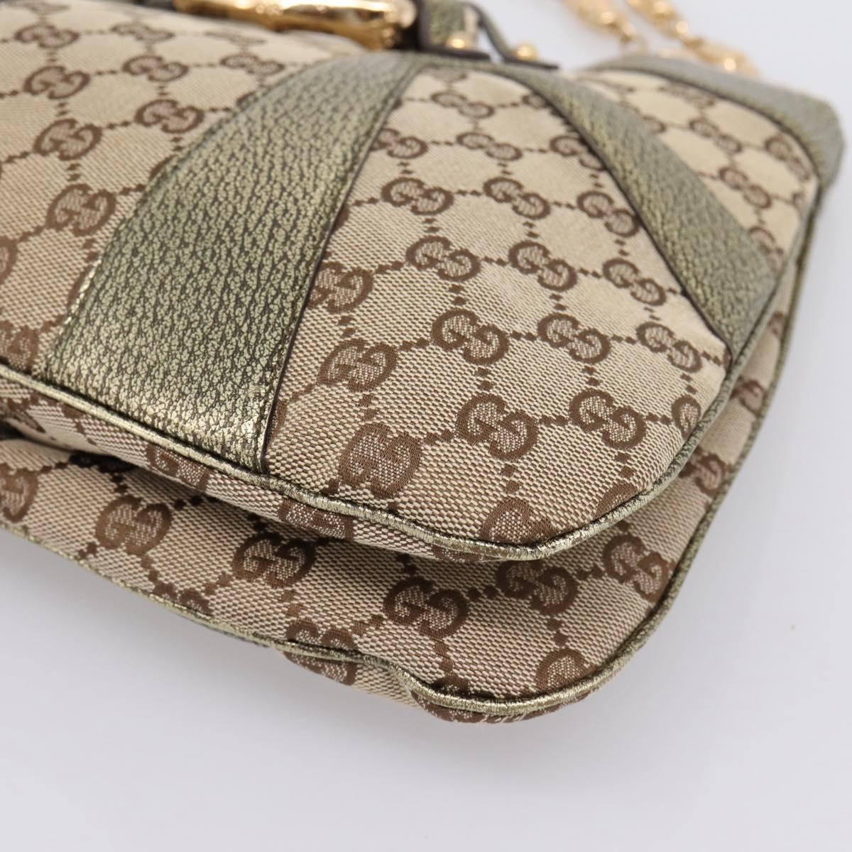 GUCCI GG Canvas Bamboo Chain Shoulder Bag Beige Gold Tone 135962 Auth yk20863SAM