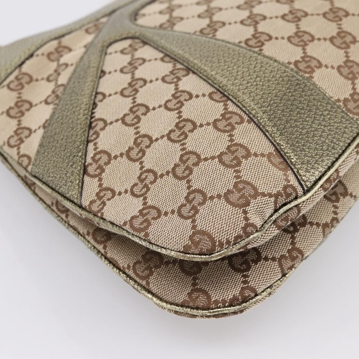 GUCCI GG Canvas Bamboo Chain Shoulder Bag Beige Gold Tone 135962 Auth yk20863SAM
