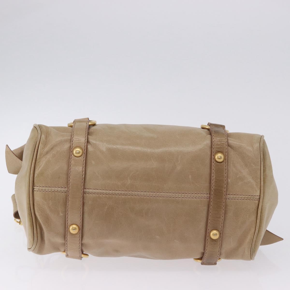 Miu Miu Hand Bag Leather 2way Beige Gold Auth yk20865A