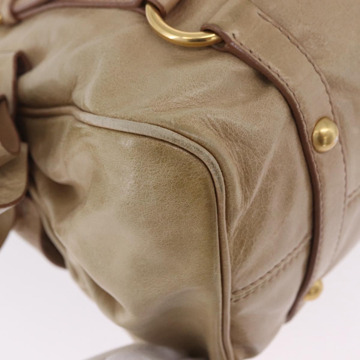 Miu Miu Hand Bag Leather 2way Beige Gold Auth yk20865A