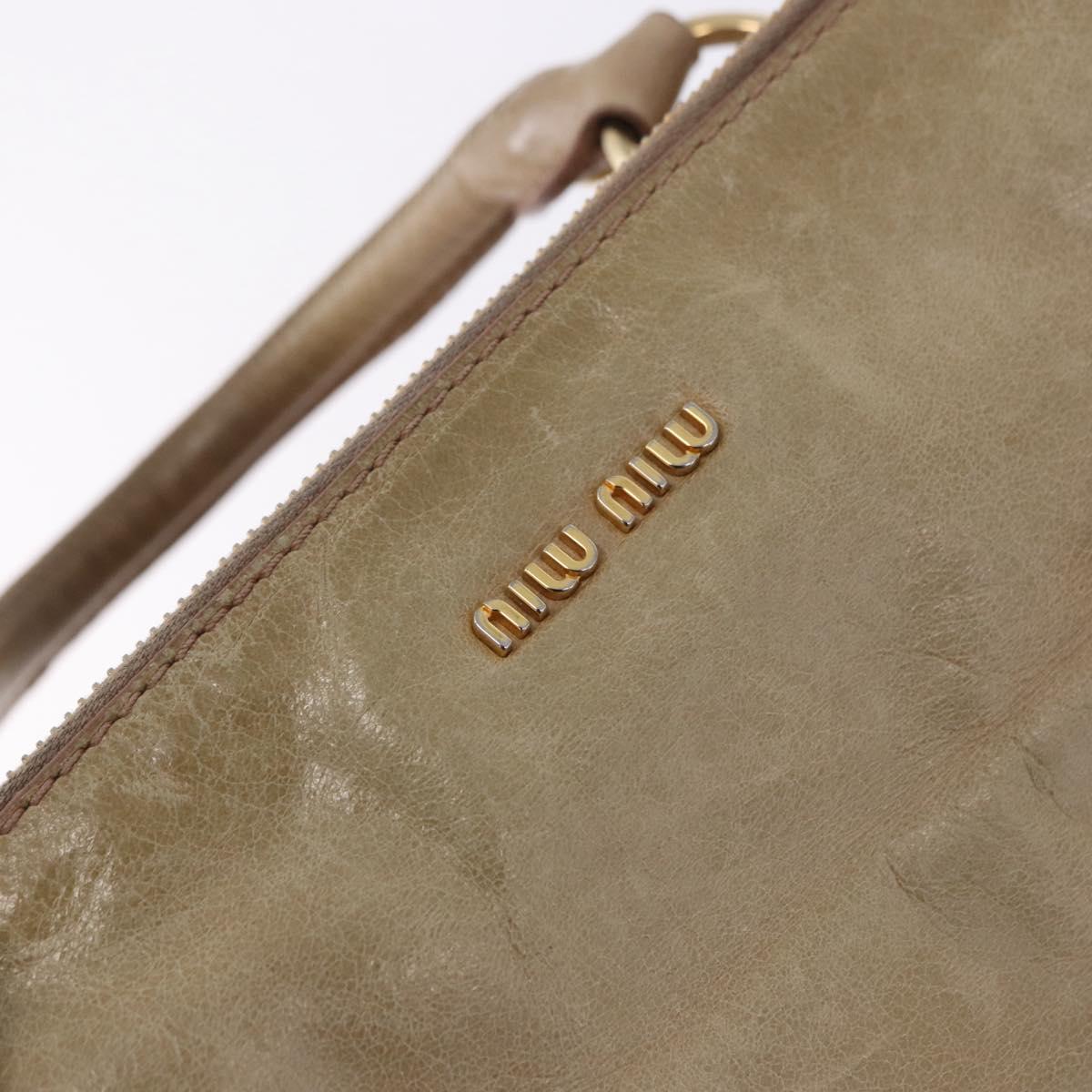 Miu Miu Hand Bag Leather 2way Beige Gold Auth yk20865A