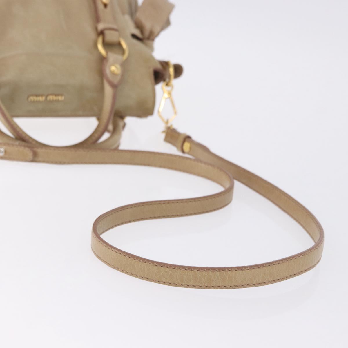 Miu Miu Hand Bag Leather 2way Beige Gold Auth yk20865A