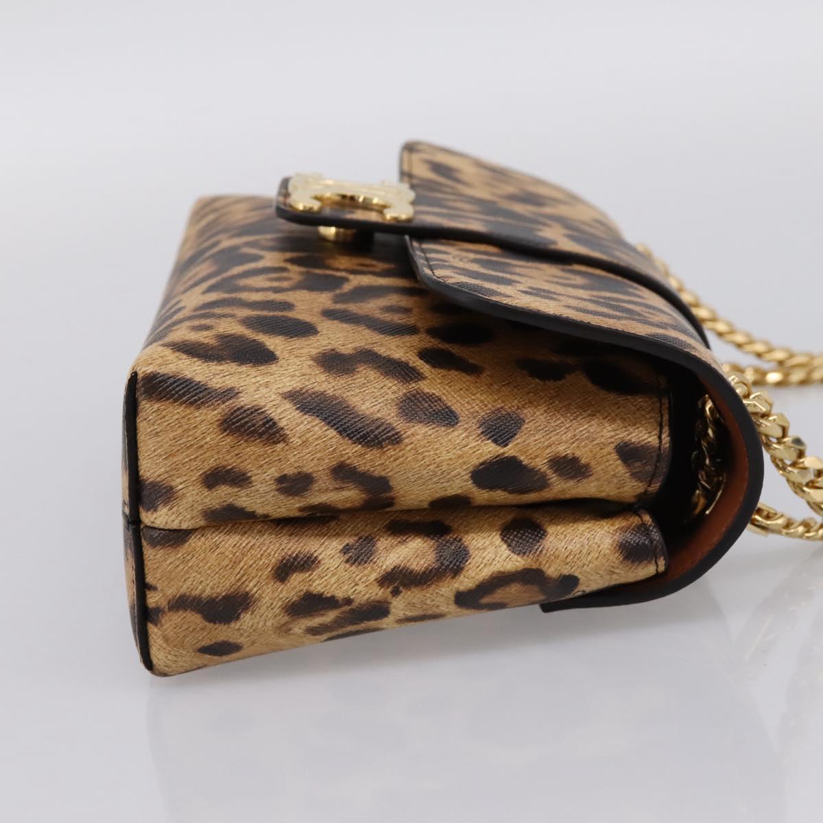 CELINE Triomphe Victoire Chain Shoulder Bag Leather Brown Gold Auth yk20866SAM