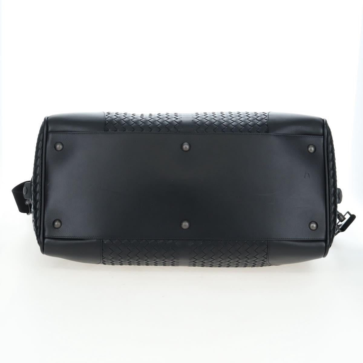 BOTTEGA VENETA INTRECCIATO Boston Bag Leather 2way Black Auth yk20867SAV
