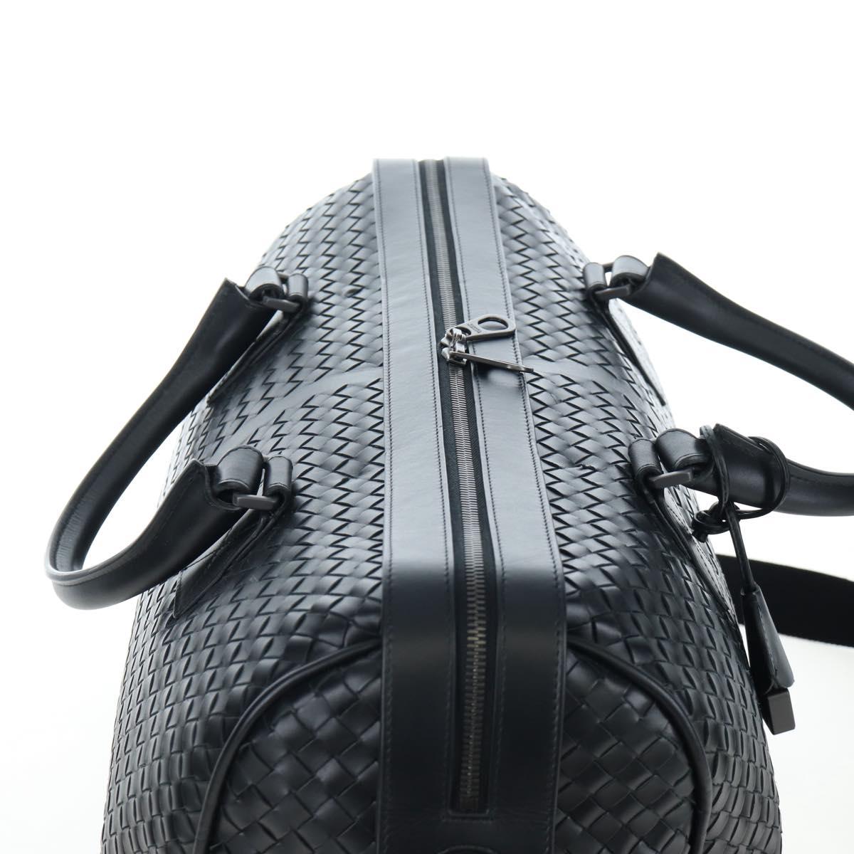BOTTEGA VENETA INTRECCIATO Boston Bag Leather 2way Black Auth yk20867SAV