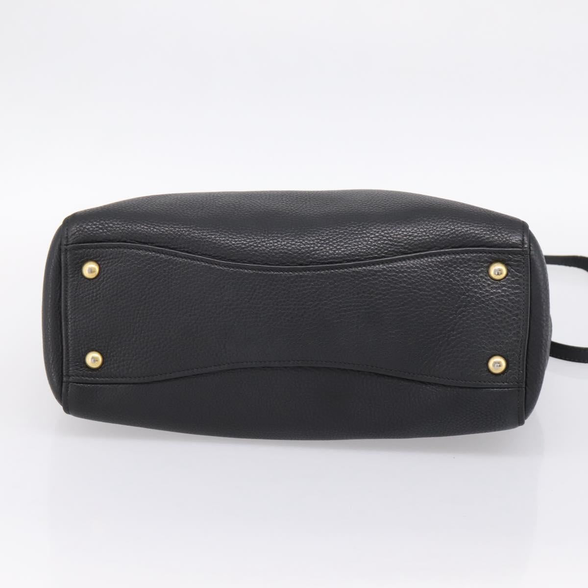 Miu Miu Hand Bag Leather 2way Black Gold Auth yk20869A