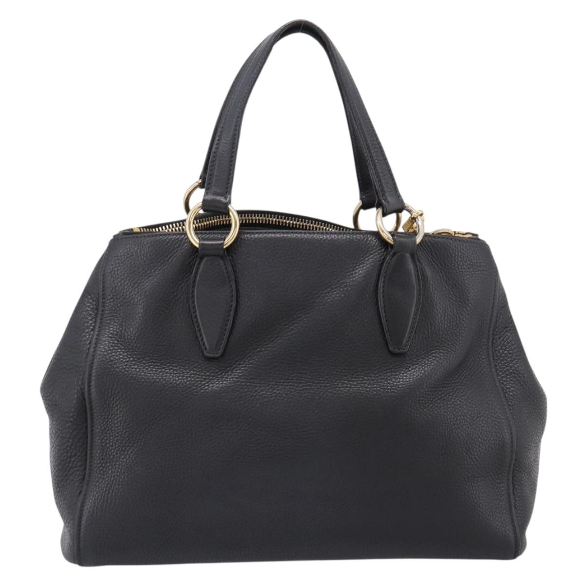 Miu Miu Hand Bag Leather 2way Black Gold Auth yk20869A
