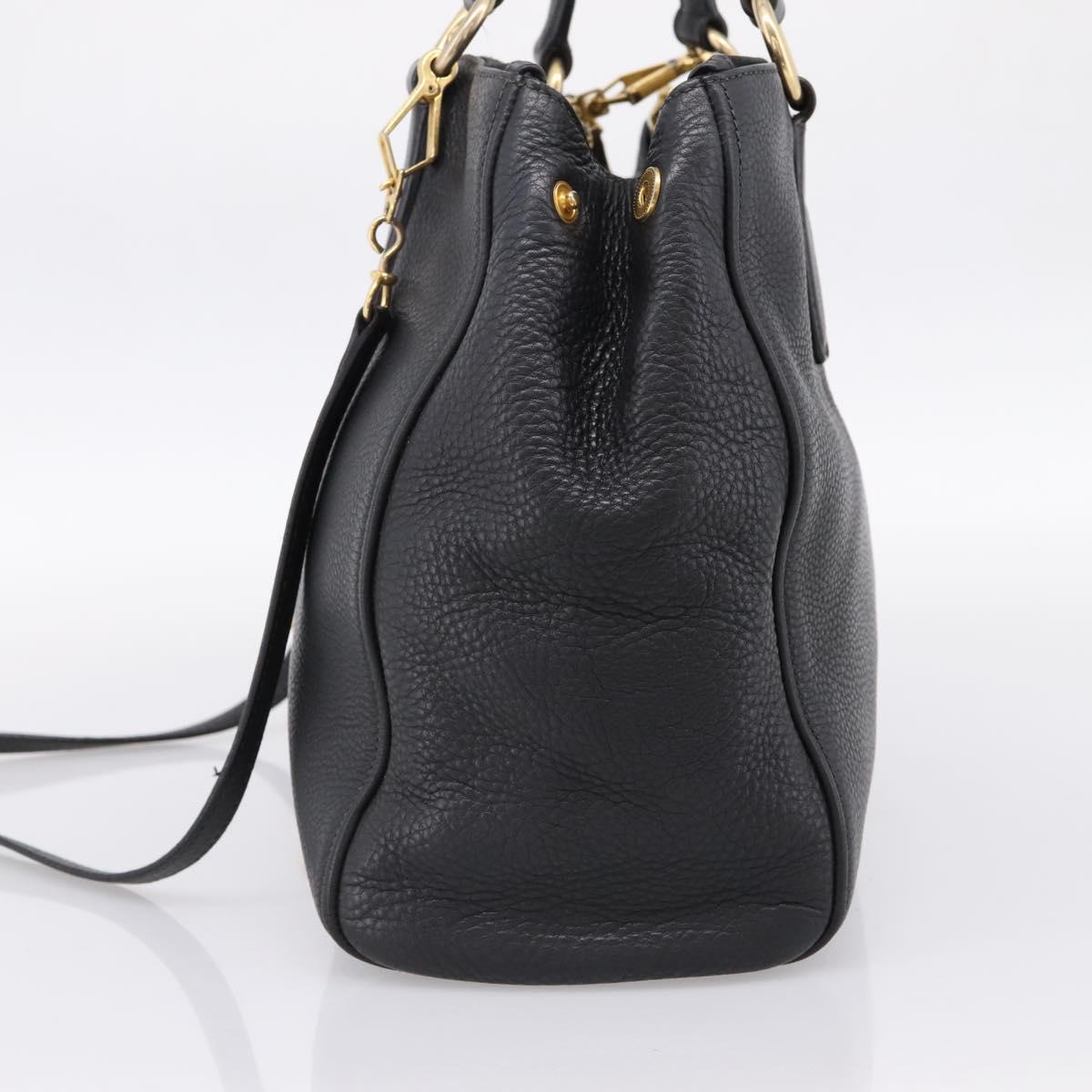 Miu Miu Hand Bag Leather 2way Black Gold Auth yk20869A