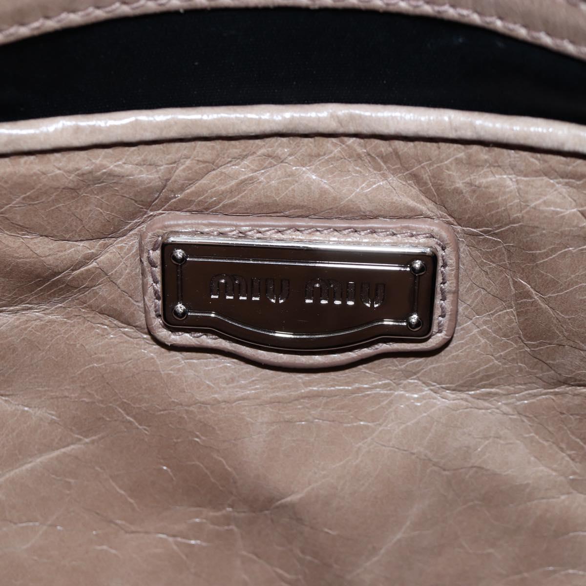 Miu Miu Hand Bag Leather 2way Beige Silver Auth yk20870M
