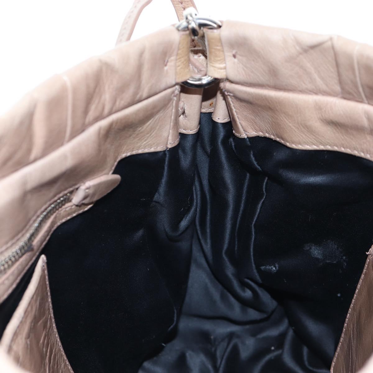 Miu Miu Hand Bag Leather 2way Beige Silver Auth yk20870M