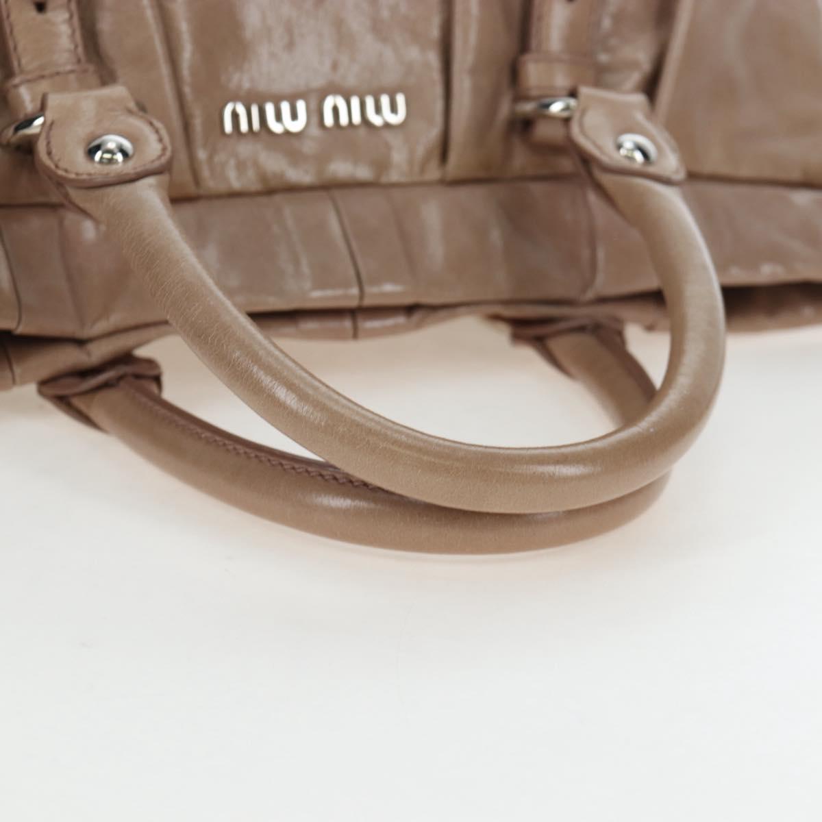 Miu Miu Hand Bag Leather 2way Beige Silver Auth yk20870M