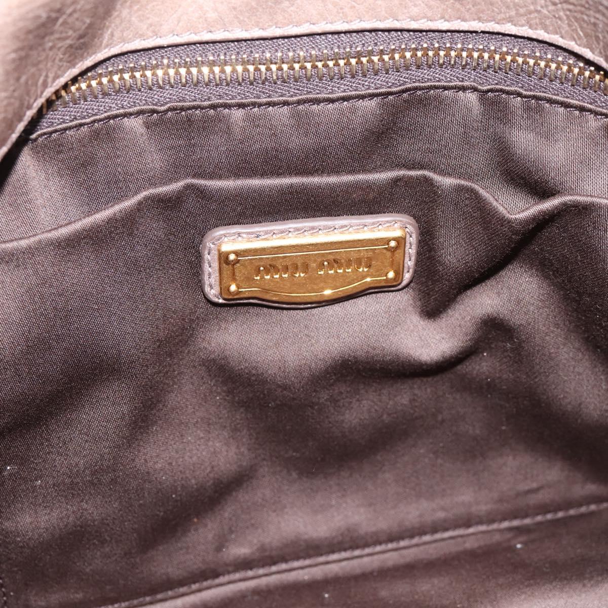 Miu Miu Hand Bag Leather 2way Gray Gold Auth yk20871M
