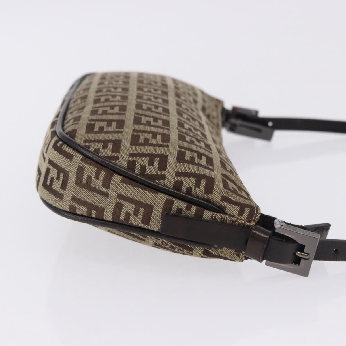 FENDI Zucchino Canvas Accessory Pouch Beige Silver 8BR133 Auth yk20873V