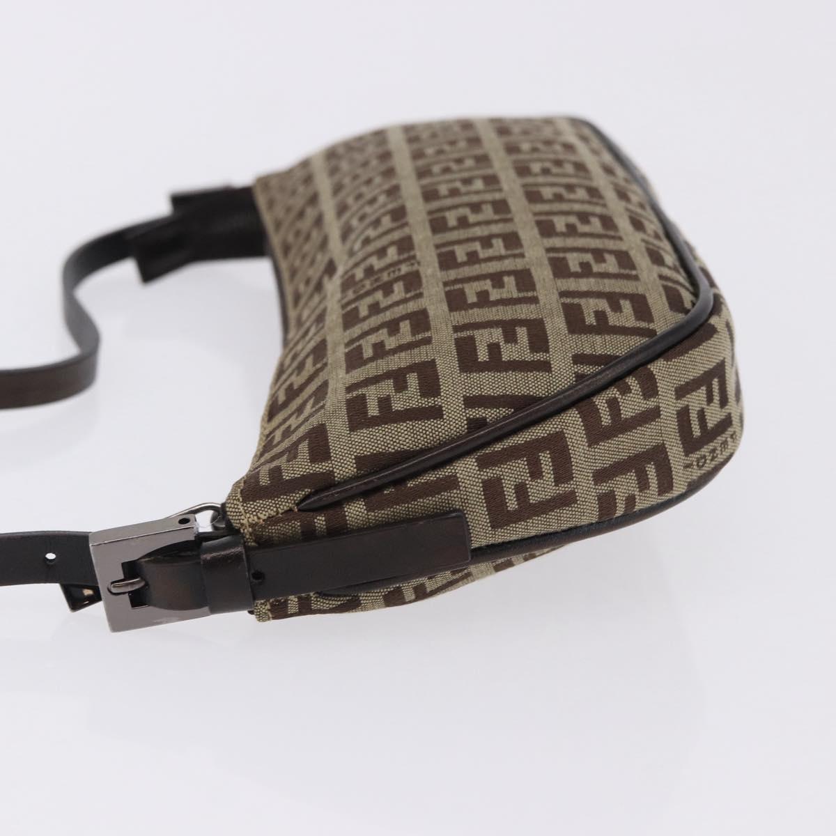 FENDI Zucchino Canvas Accessory Pouch Beige Silver 8BR133 Auth yk20873V