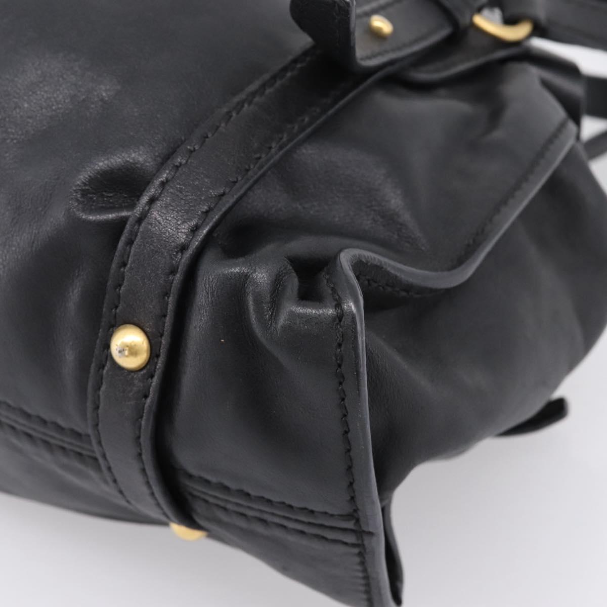 Miu Miu Shoulder Bag Leather Black Gold Tone Auth yk20875M