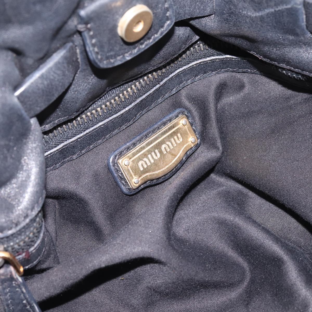 Miu Miu Shoulder Bag Leather Black Gold Tone Auth yk20875M