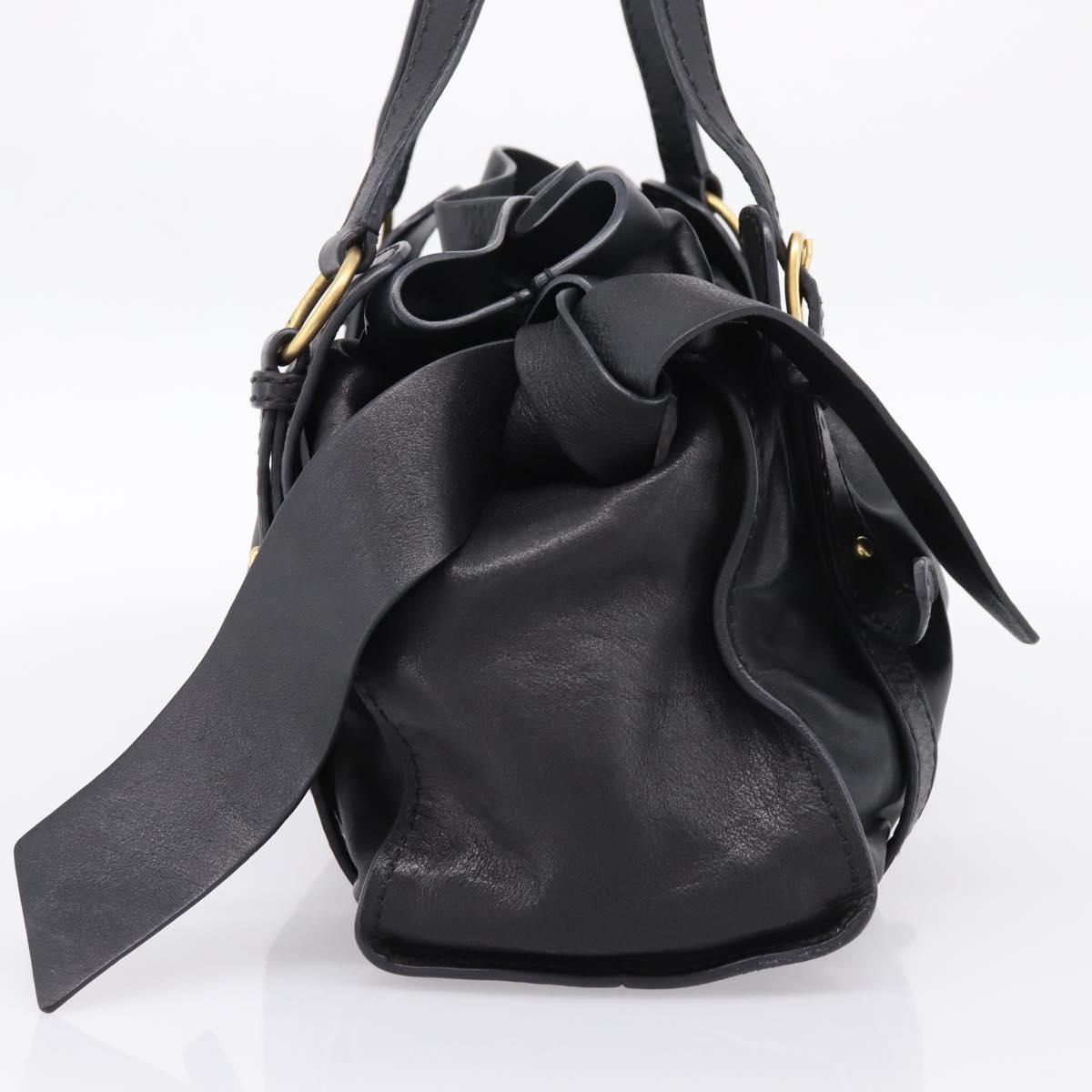 Miu Miu Shoulder Bag Leather Black Gold Tone Auth yk20875M
