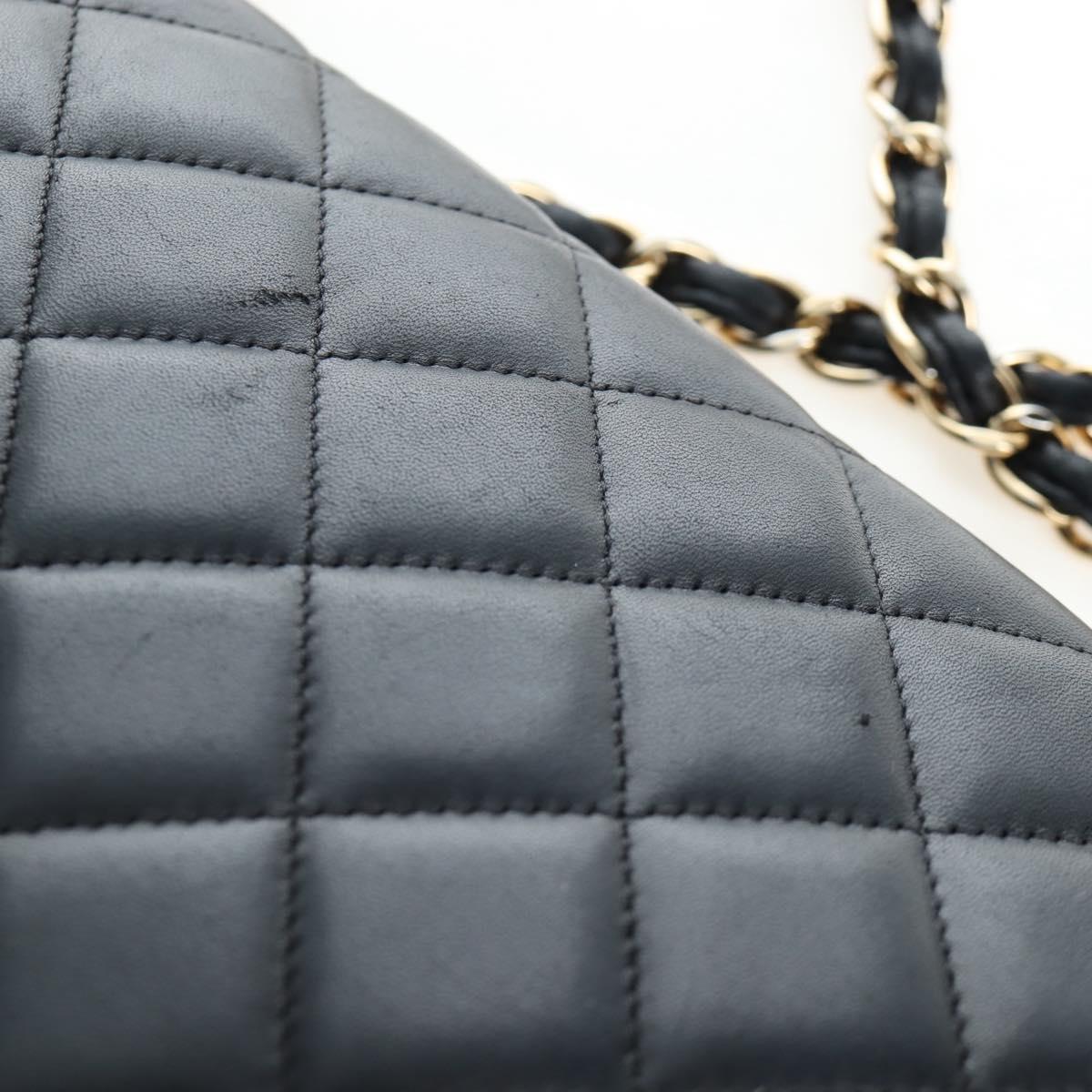 CHANEL Matelasse 34 Double Flap Chain Shoulder Bag Lamb Skin Auth yk20879SAM