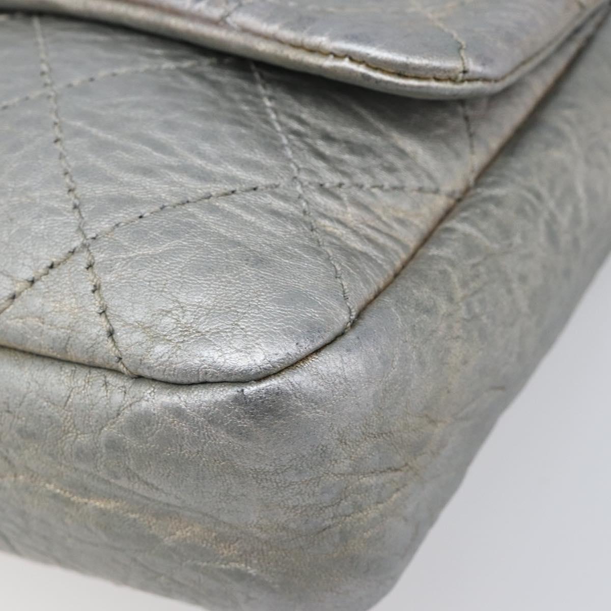 CHANEL Matelasse Chain Hand Bag Leather Silver CC Auth yk20880V