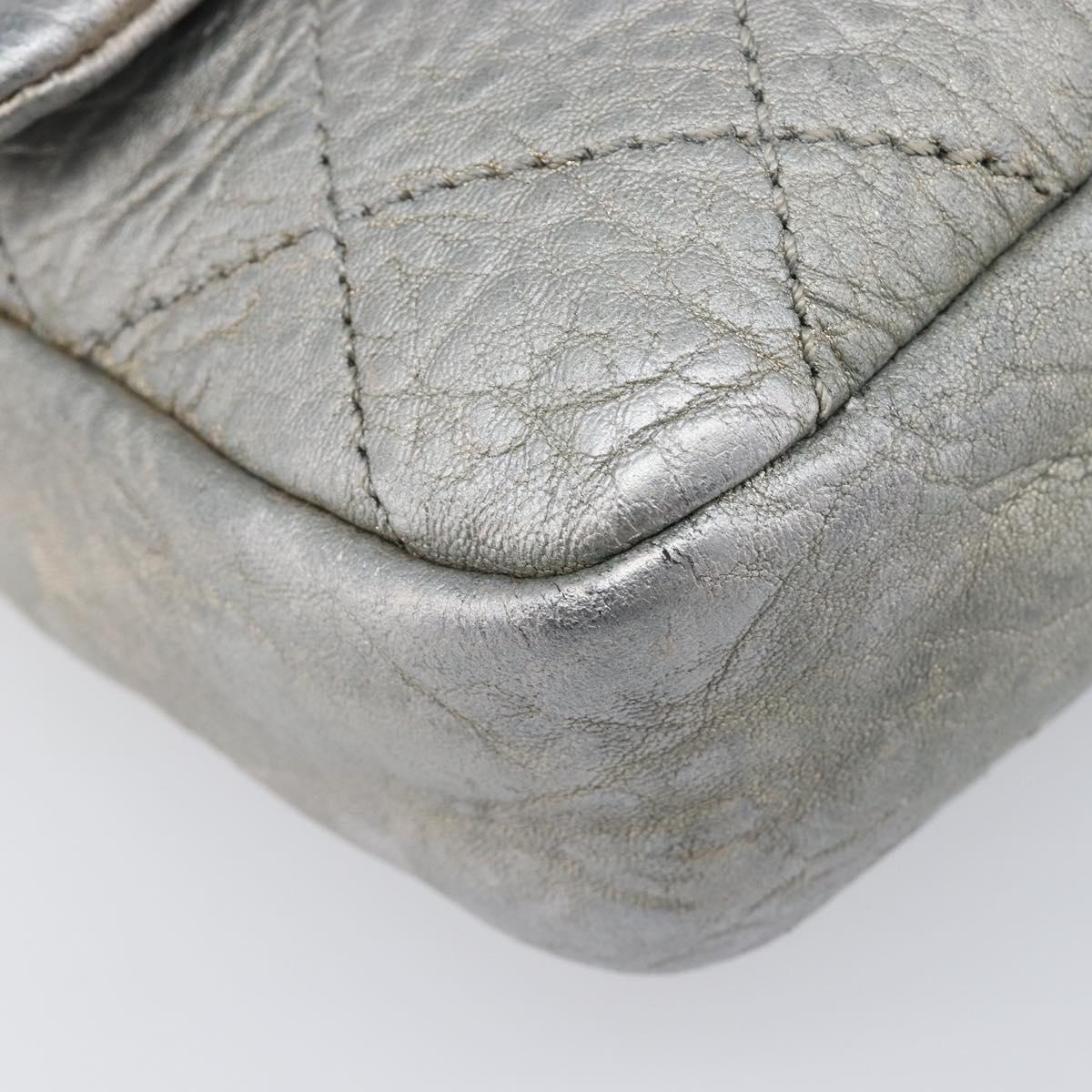 CHANEL Matelasse Chain Hand Bag Leather Silver CC Auth yk20880V