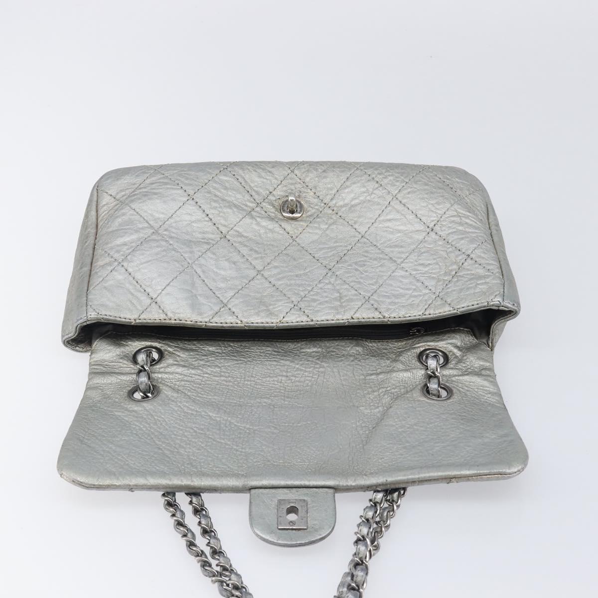 CHANEL Matelasse Chain Hand Bag Leather Silver CC Auth yk20880V