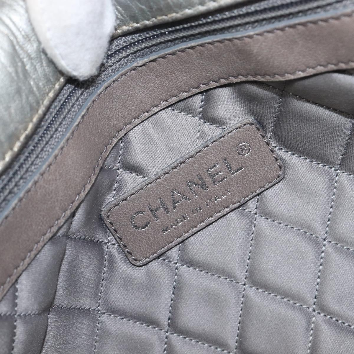 CHANEL Matelasse Chain Hand Bag Leather Silver CC Auth yk20880V