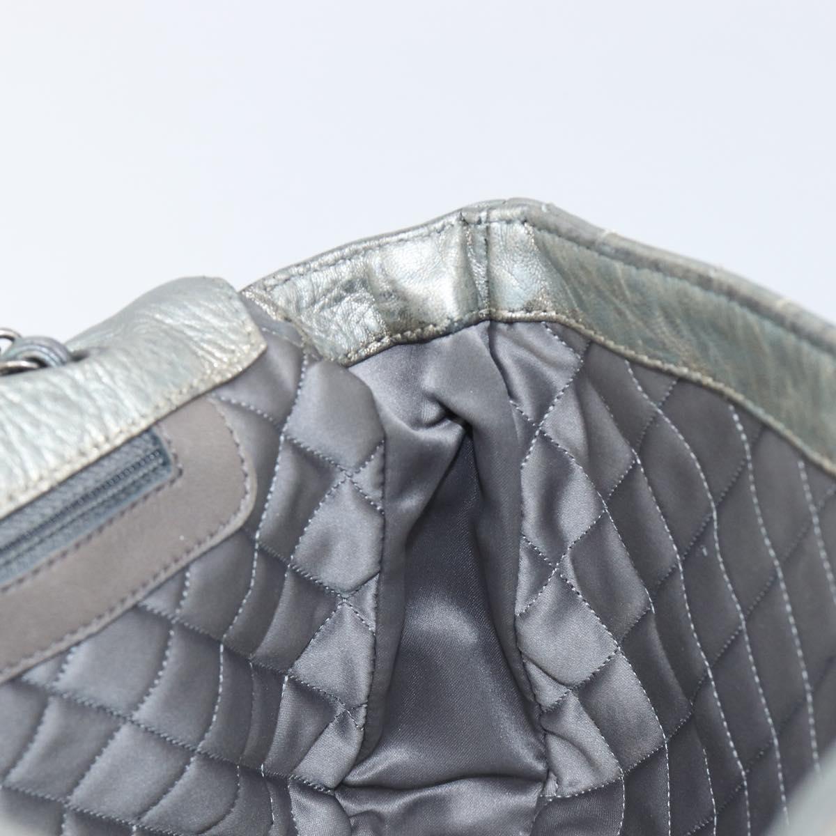 CHANEL Matelasse Chain Hand Bag Leather Silver CC Auth yk20880V