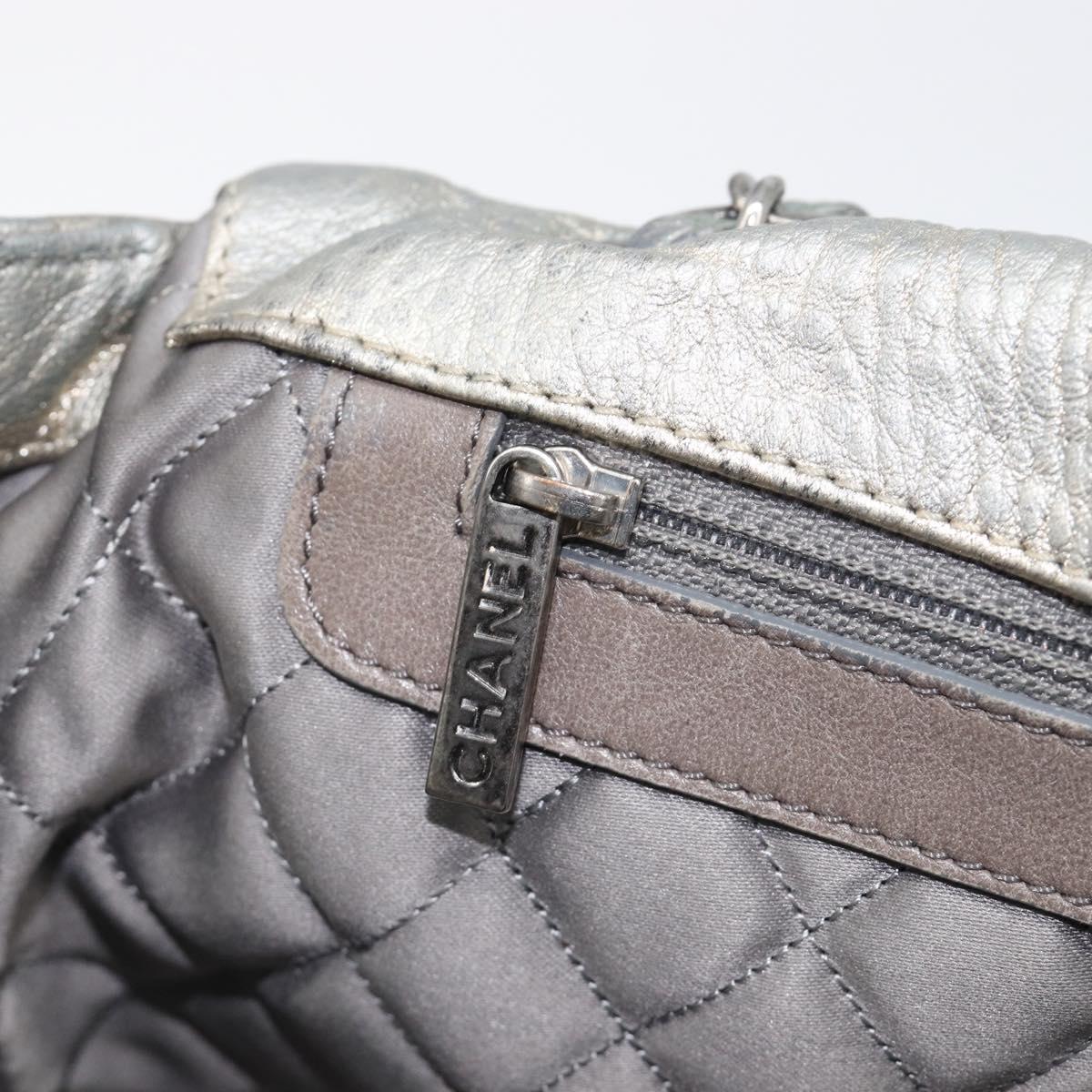CHANEL Matelasse Chain Hand Bag Leather Silver CC Auth yk20880V