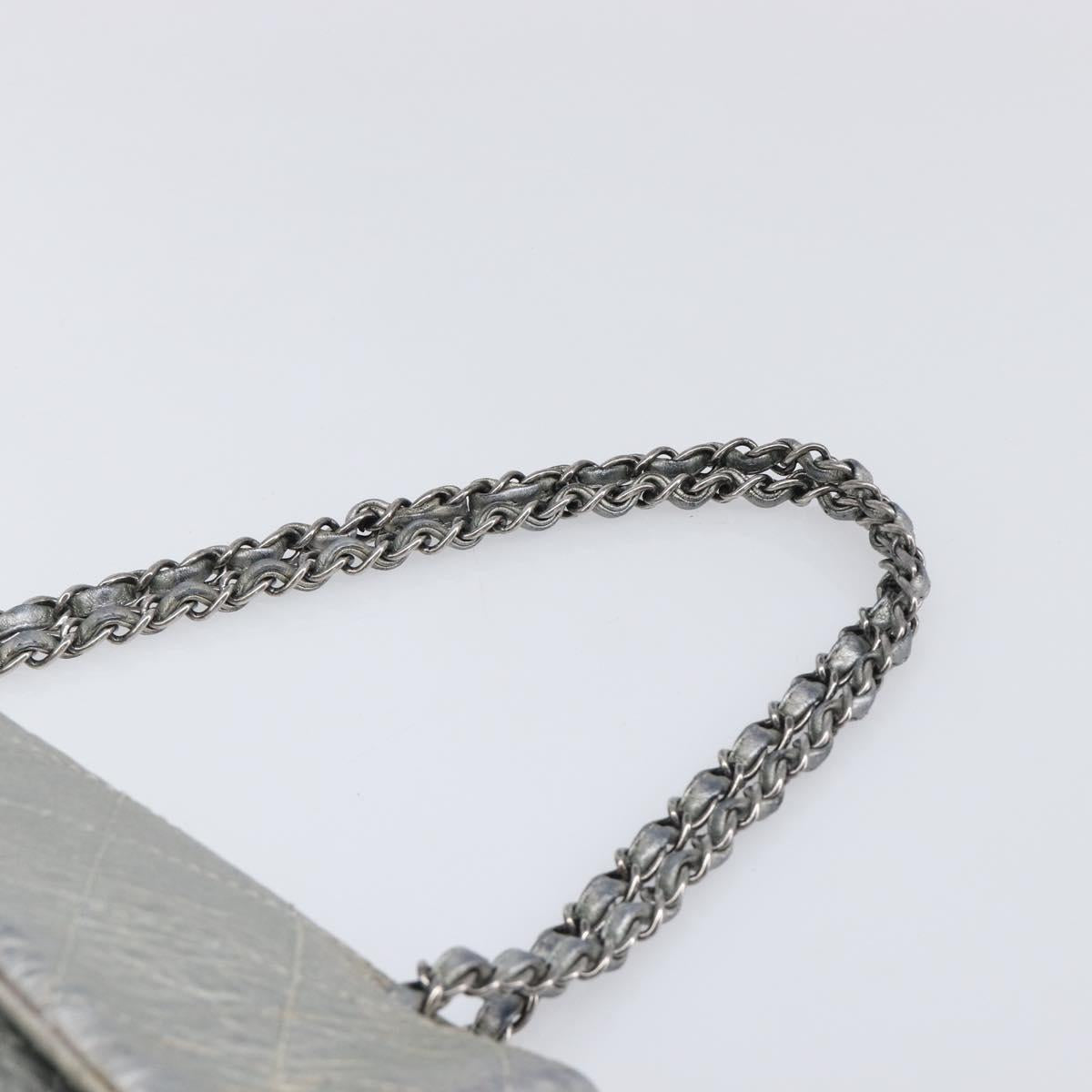 CHANEL Matelasse Chain Hand Bag Leather Silver CC Auth yk20880V