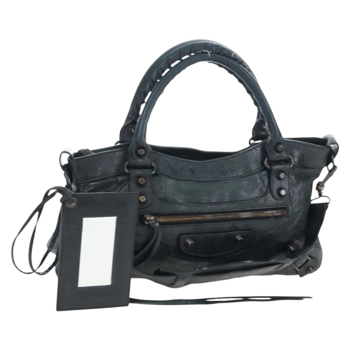 BALENCIAGA The First Hand Bag Leather 2way Black 103208 Auth yk20881M