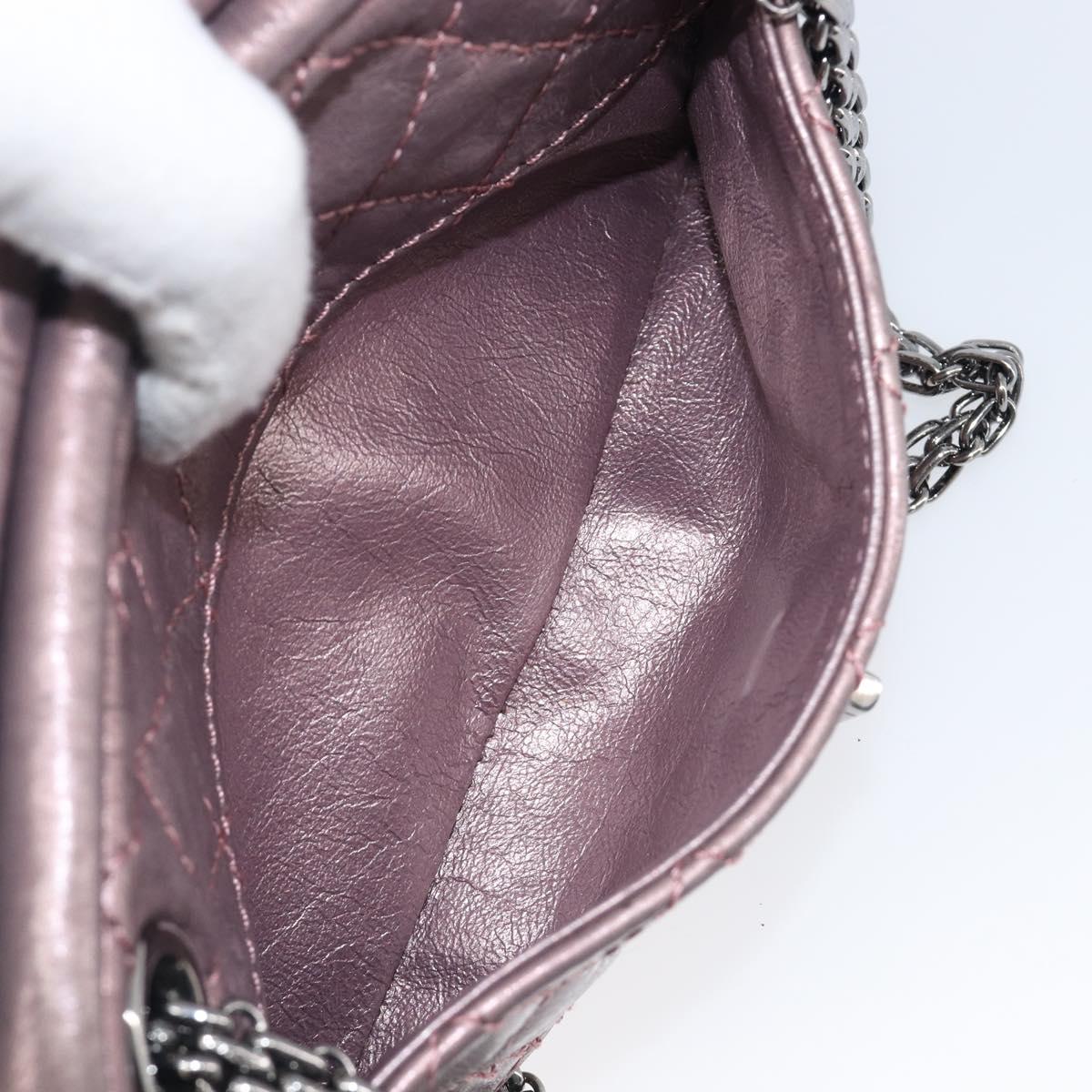 CHANEL 2.55 Matelasse Chain Shoulder Bag Leather Pink Silver CC Auth yk20882V