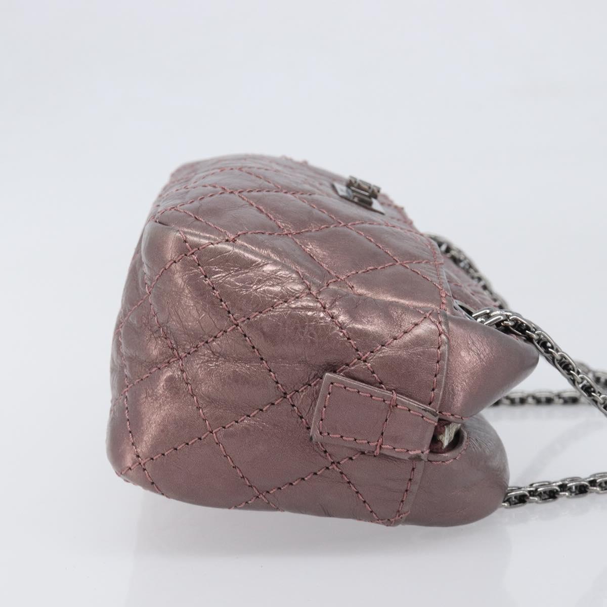 CHANEL 2.55 Matelasse Chain Shoulder Bag Leather Pink Silver CC Auth yk20882V