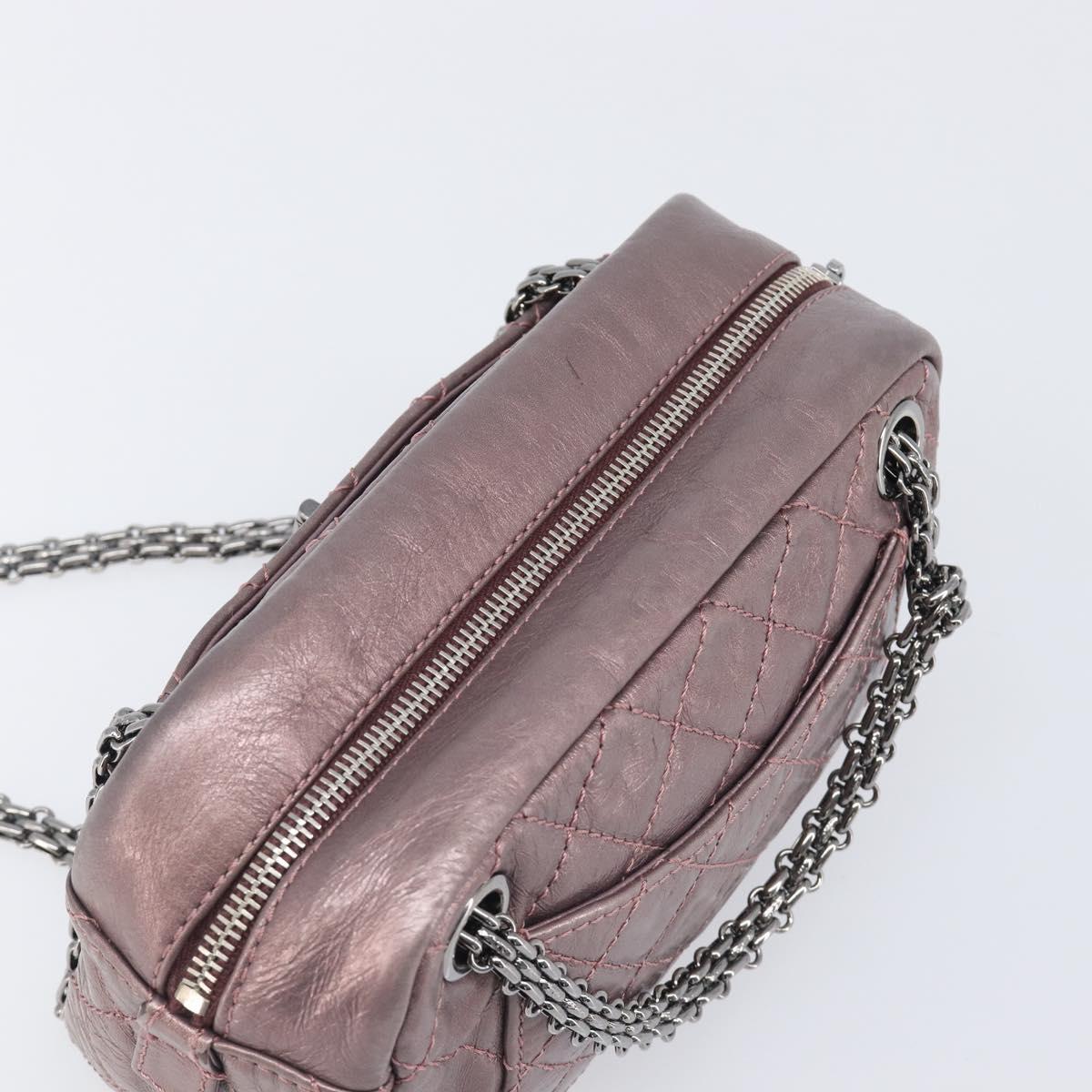 CHANEL 2.55 Matelasse Chain Shoulder Bag Leather Pink Silver CC Auth yk20882V