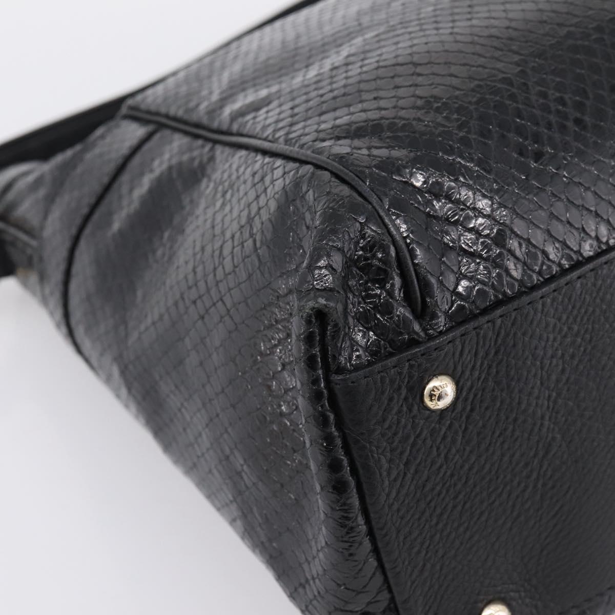 Max Mara Shoulder Bag Leather Black Gold Tone Auth yk20883A