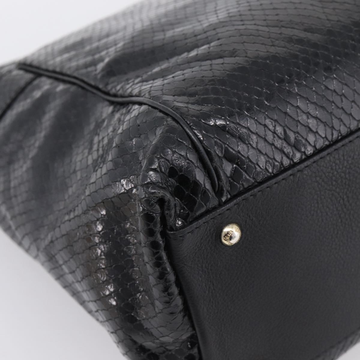 Max Mara Shoulder Bag Leather Black Gold Tone Auth yk20883A