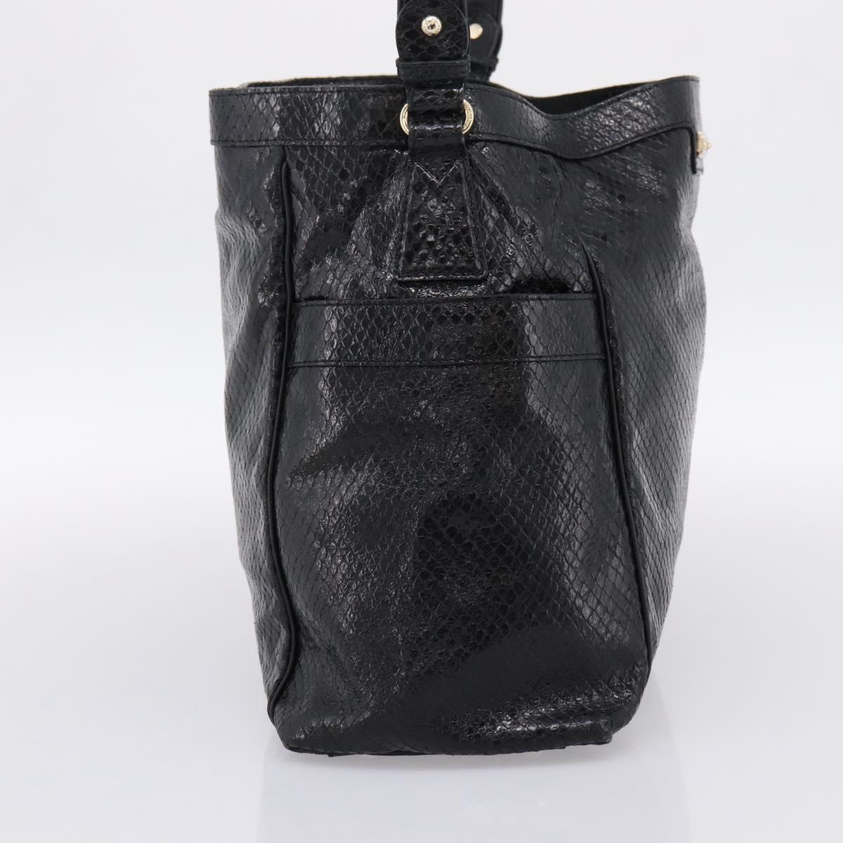 Max Mara Shoulder Bag Leather Black Gold Tone Auth yk20883A