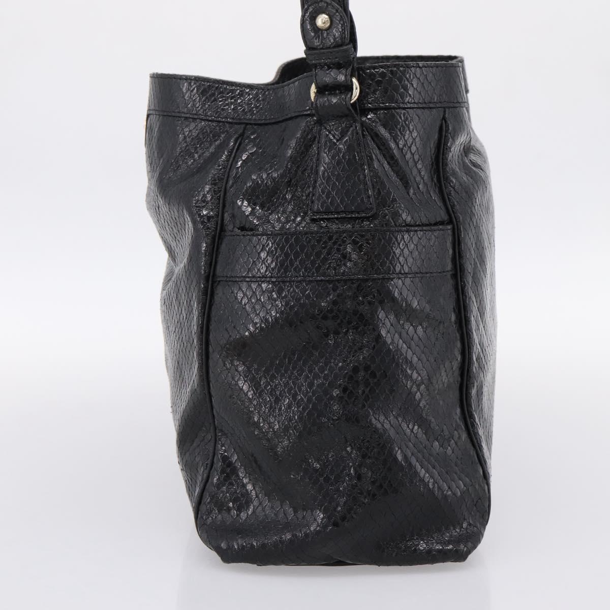 Max Mara Shoulder Bag Leather Black Gold Tone Auth yk20883A