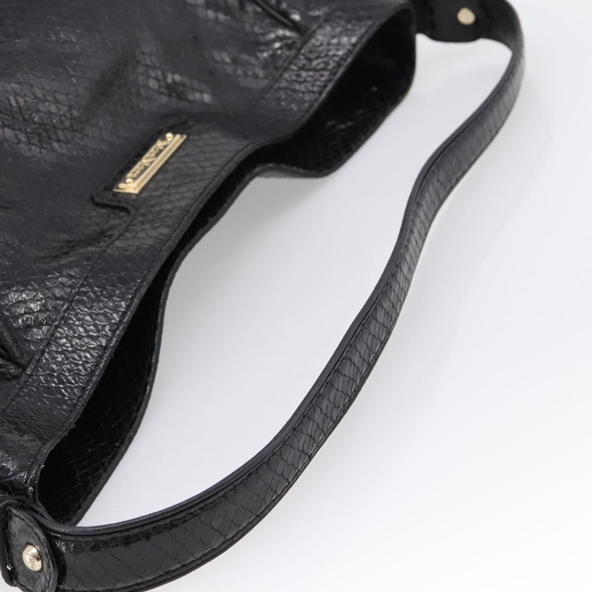 Max Mara Shoulder Bag Leather Black Gold Tone Auth yk20883A