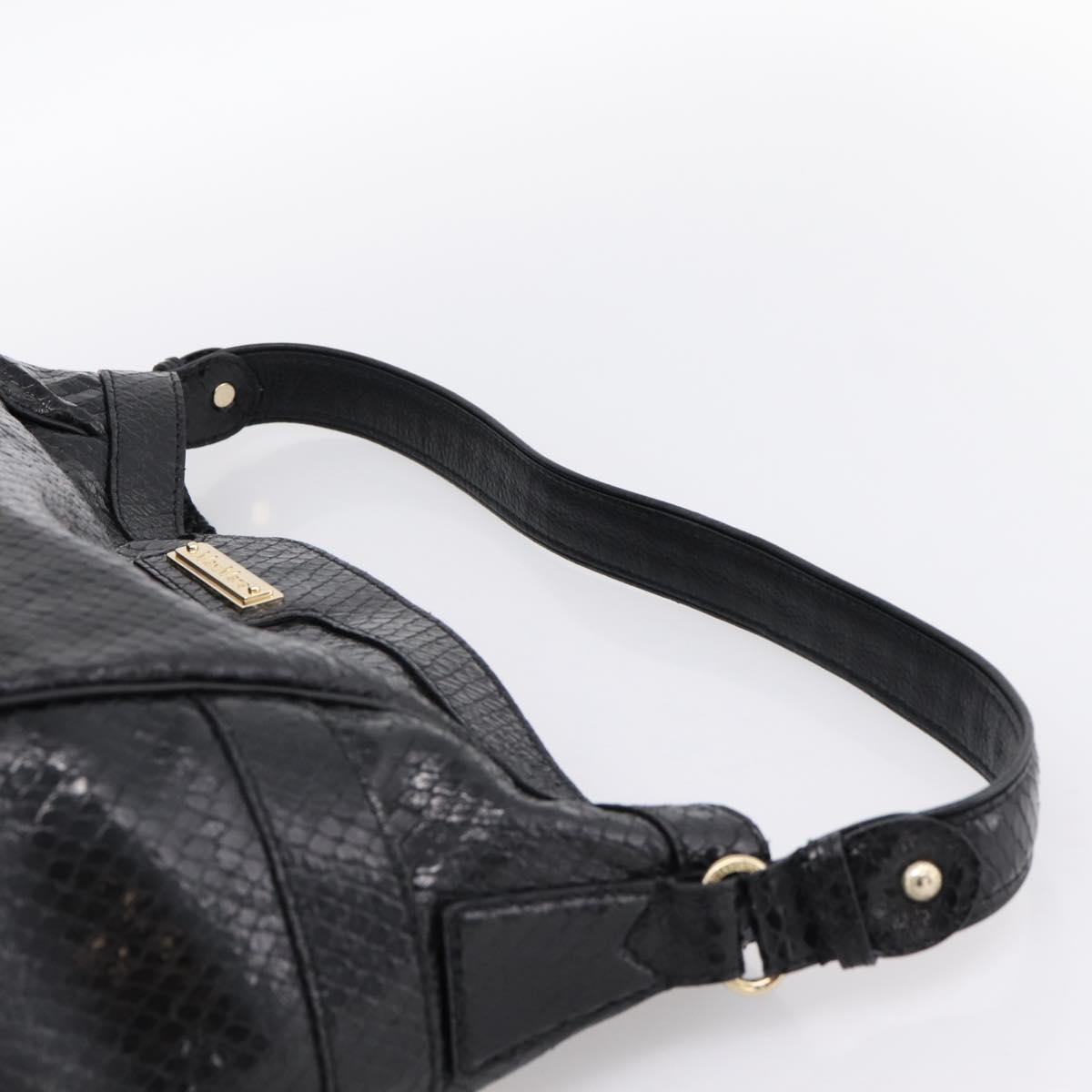 Max Mara Shoulder Bag Leather Black Gold Tone Auth yk20883A
