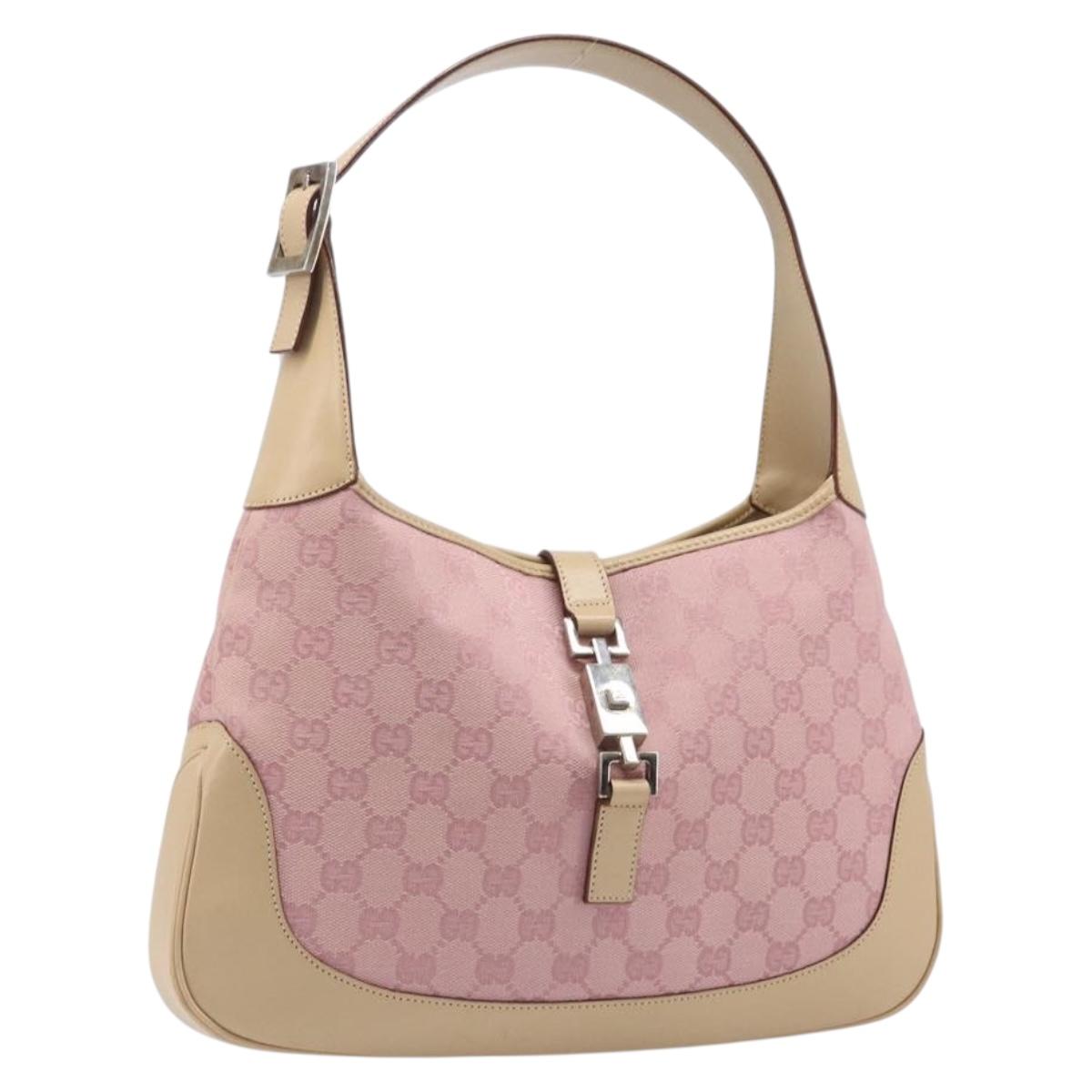 GUCCI GG Canvas Jackie Hand Bag Pink Gold 001 3306 Auth yk20886V